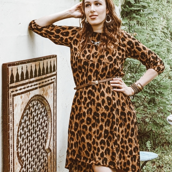NWT Bohemian Leopard Print Dress S:Sm-Med - Picture 5 of 12